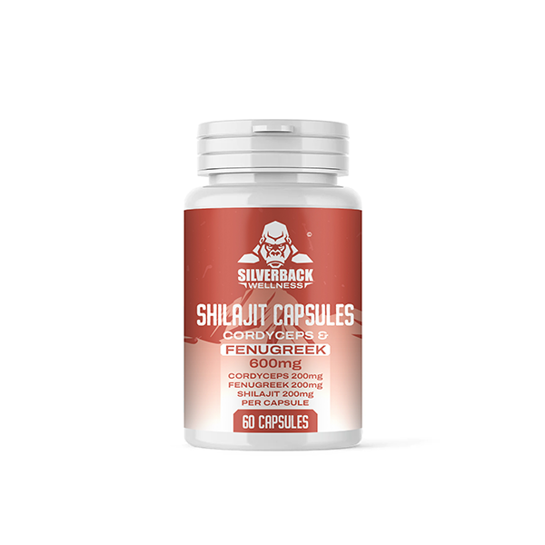Silverback CBD 600mg Cordyceps + Fenugreek Infused Shilajit Capsules - 60 Caps