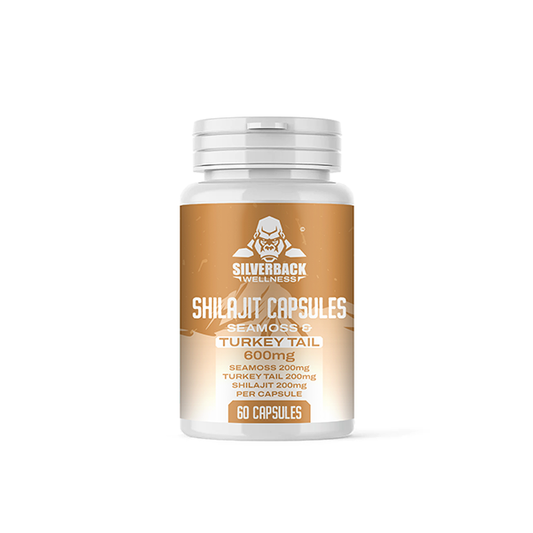 Silverback CBD 600mg Seamoss & Turkey Tail Infused Shilajit Capsules - 60 Caps